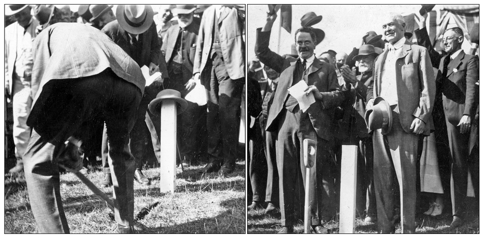 1918 turning the sod at Hume Dam